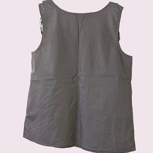 Mossimo Grey Green Stretch Cotton Pleated Trim Sleeveless Tank Top size L - Picture 7 of 10